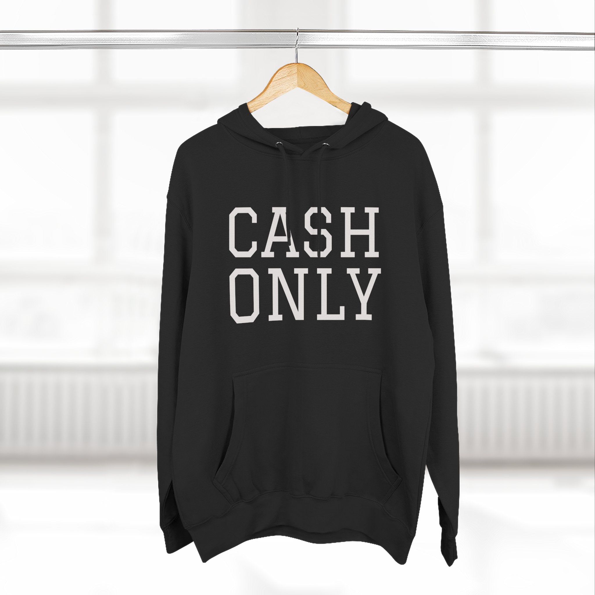 Cash Only Fleece Hoodie - Cozy Statement Apparel, Perfect for Casual Days, Gifts for Friends, Winter Wear, Hipster Fashion